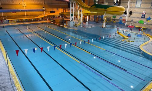 Main Pool, flume and toddler splash pool